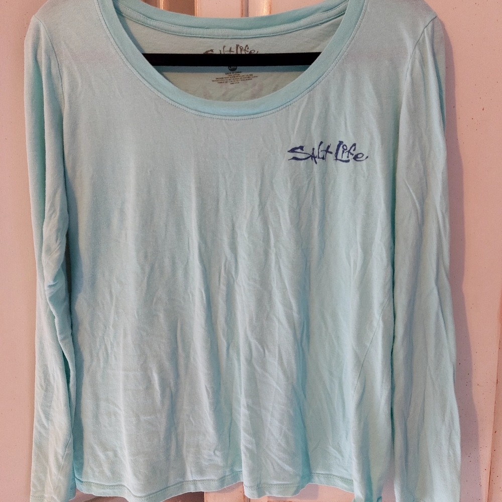 Salt Life, Sea Turtle, Womens long sleeve boat neck t- shirt